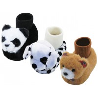 S612C-A - Wholesale Children Plush Novelties Animals Head House Slippers (Asst. Lovely Panda, Cute Dog & Teddy Bear)